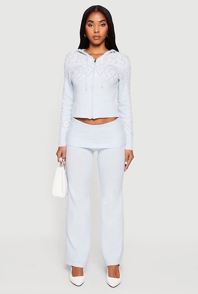 Womens Almost Famous Knitted Straight Leg Fold Over Pants,