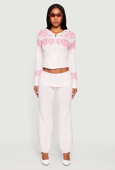 Almost Famous Knitted Straight Leg Fold Over Pants