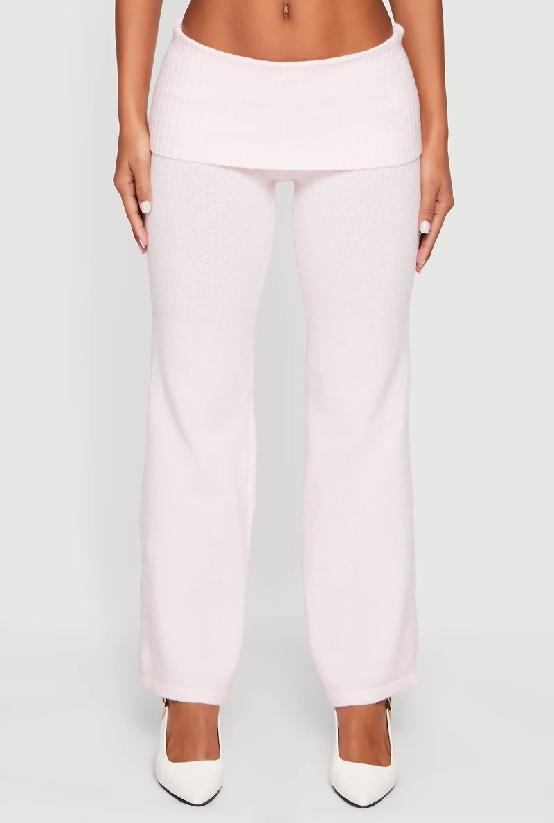Almost Famous Knitted Straight Leg Fold Over Pants