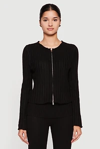 Womens Zip Front Cardigan with Removable Faux Fur Collar and Cuffs,