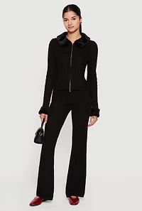 Almost Famous Knitted Flare Leg Fold Over Pants