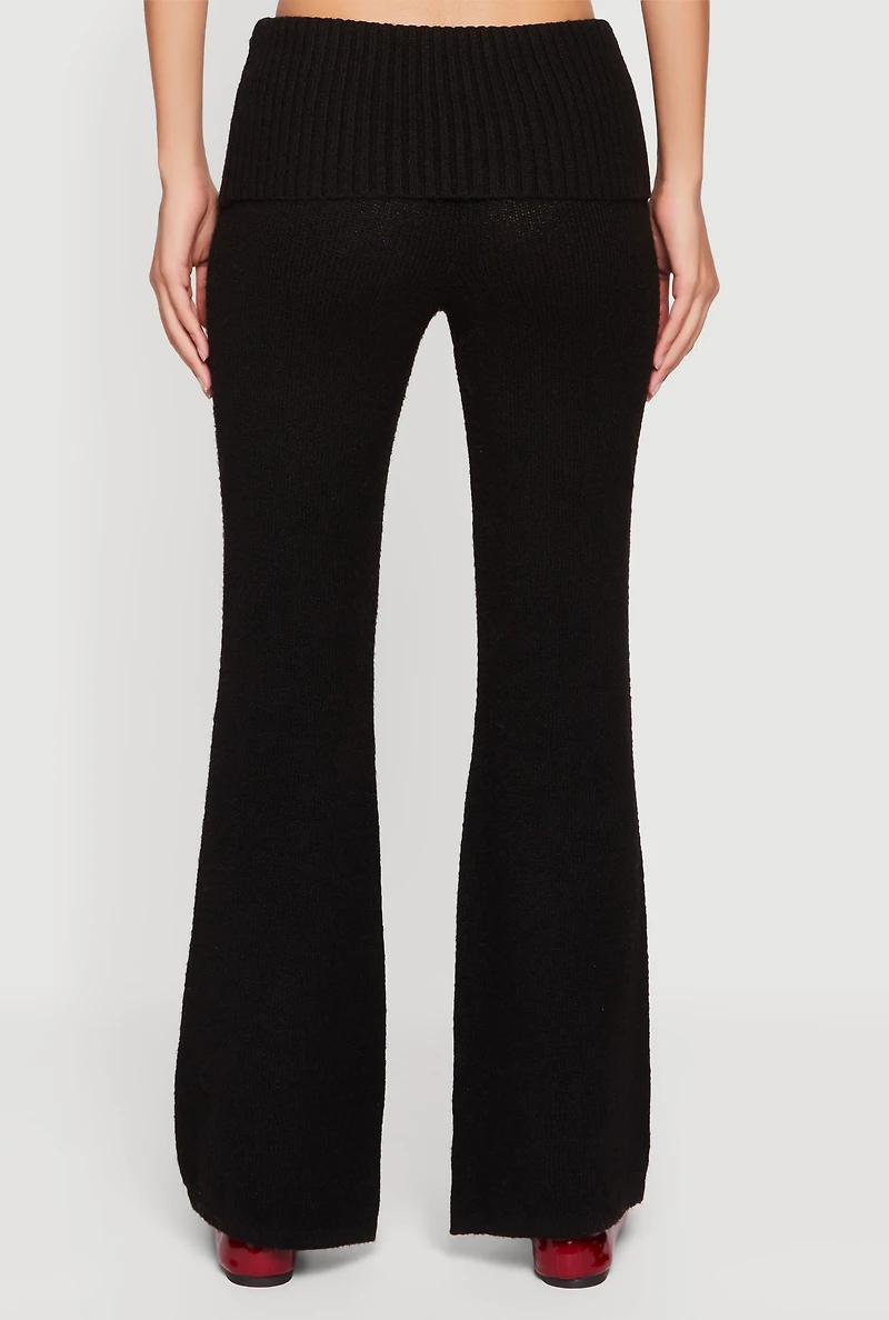 Almost Famous Knitted Flare Leg Fold Over Pants