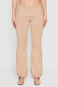 Womens Almost Famous Knitted Flare Leg Fold Over Pants, M