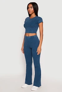 Womens Almost Famous Ribbed Knit Crop Top, Blue, Size S