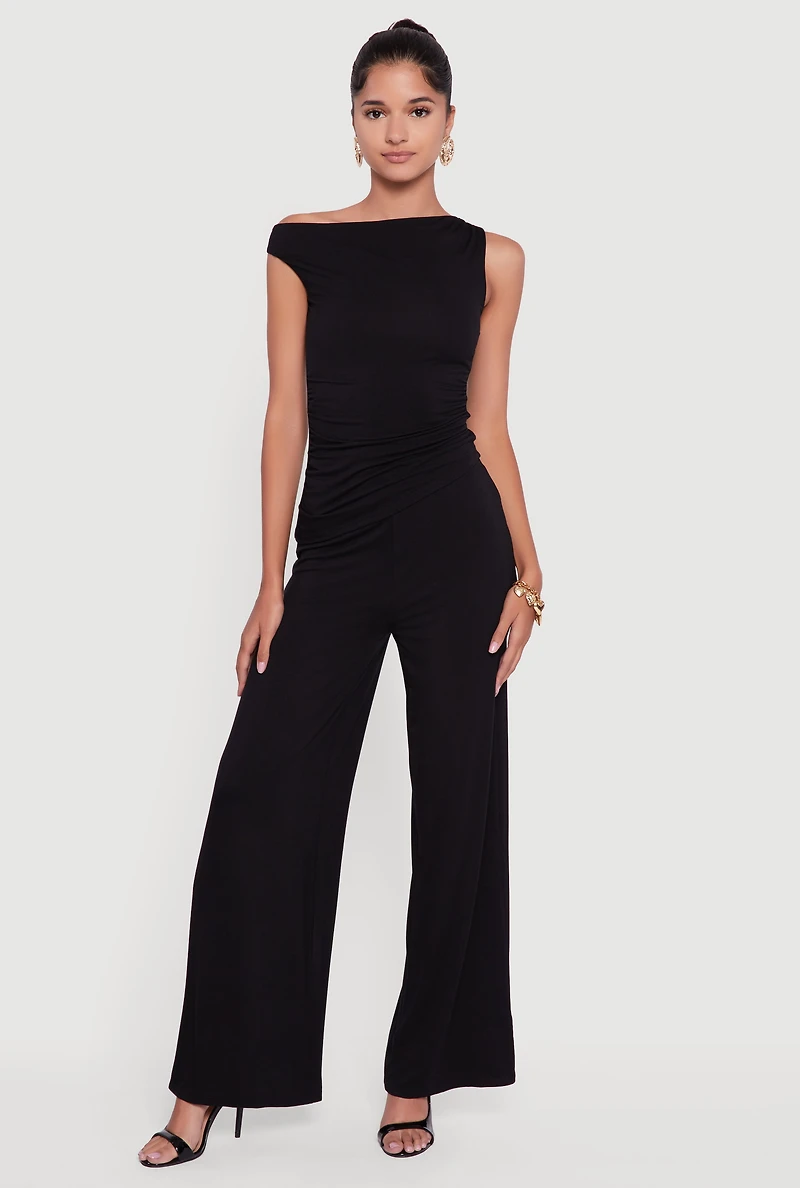 Womens Almost Famous Solid High Waisted Pull On Pants, Black, Size M