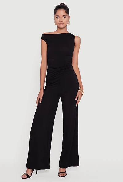 Womens Almost Famous Solid High Waisted Pull On Pants, Black, Size L