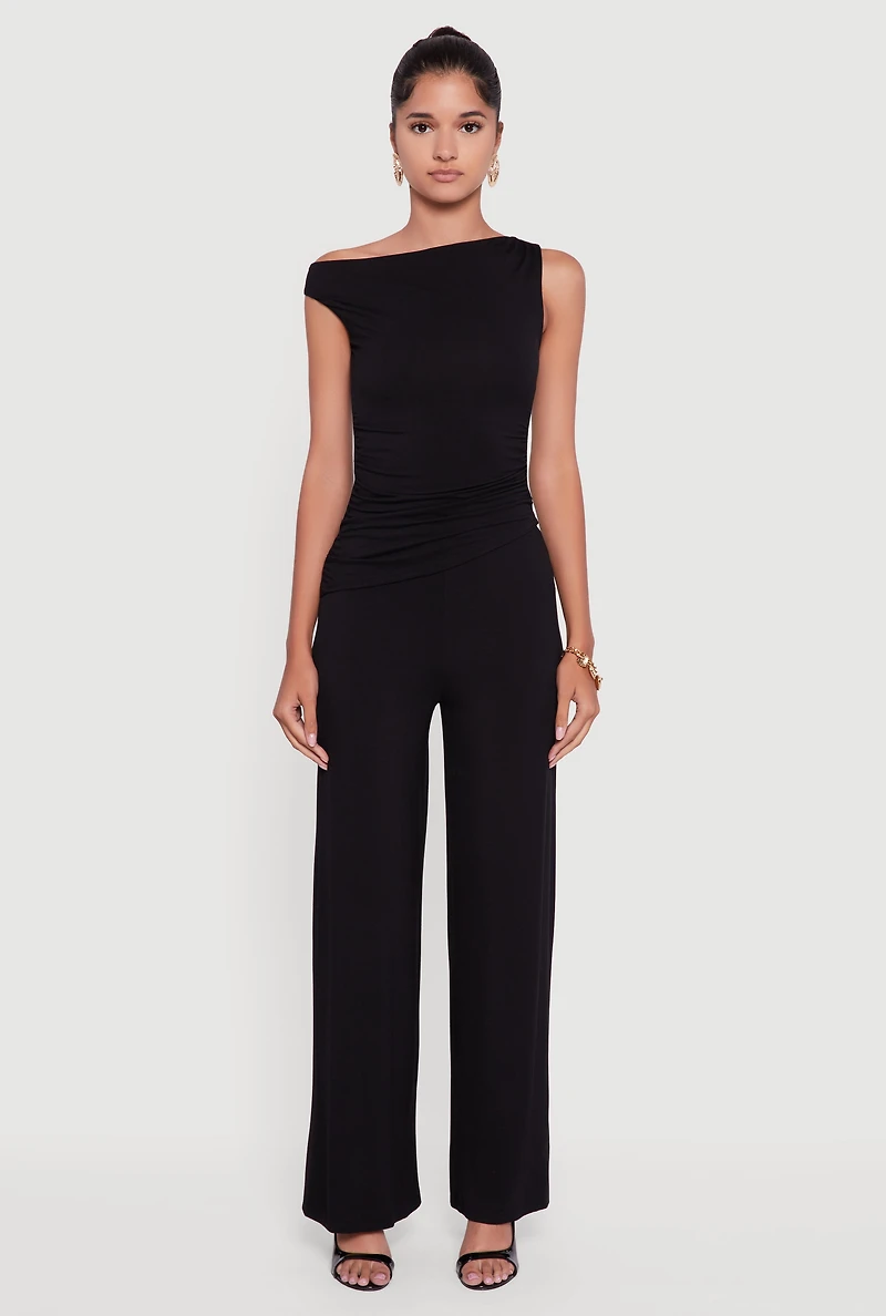 Womens Almost Famous Solid High Waisted Pull On Pants, Black, Size M