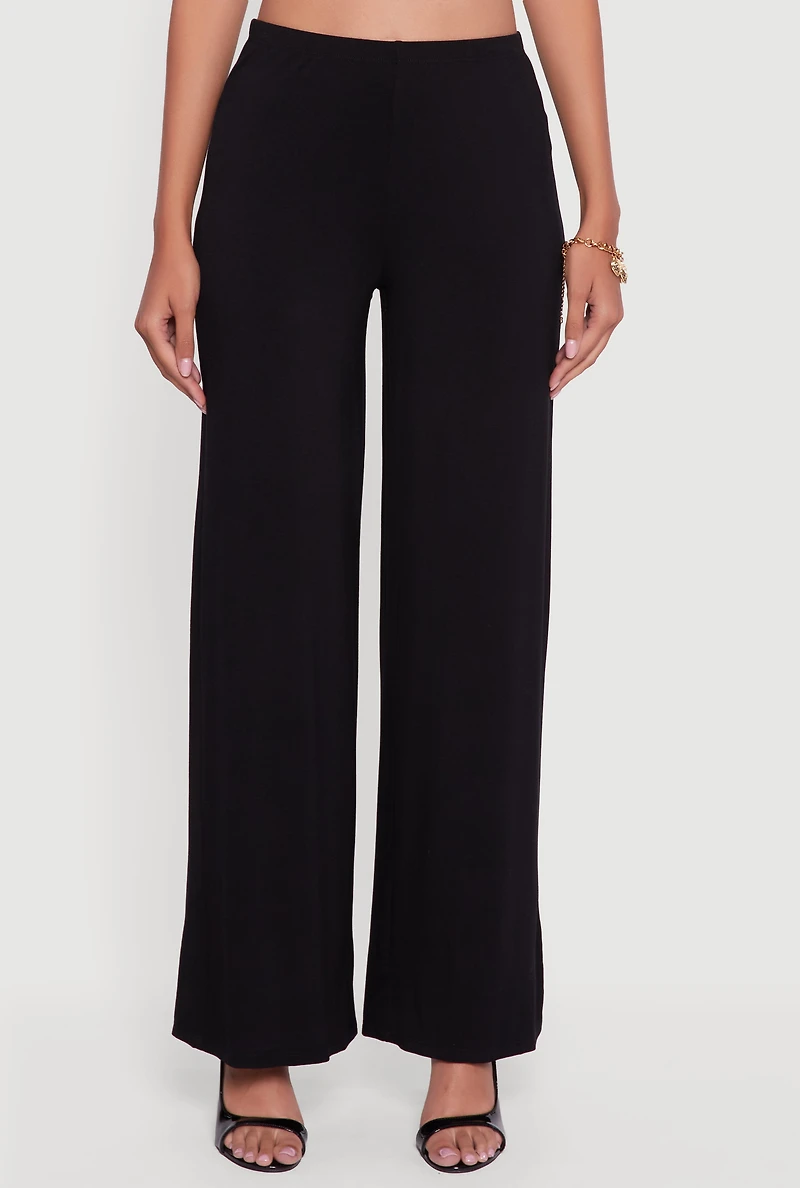 Womens Almost Famous Solid High Waisted Pull On Pants, Black, Size M