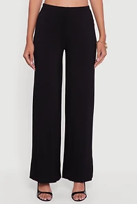 Womens Almost Famous Solid High Waisted Pull On Pants, Black, Size M