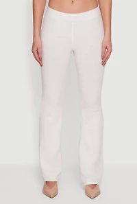 Womens Almost Famous Brushed Knit Pull On Flare Pants, White, Size S