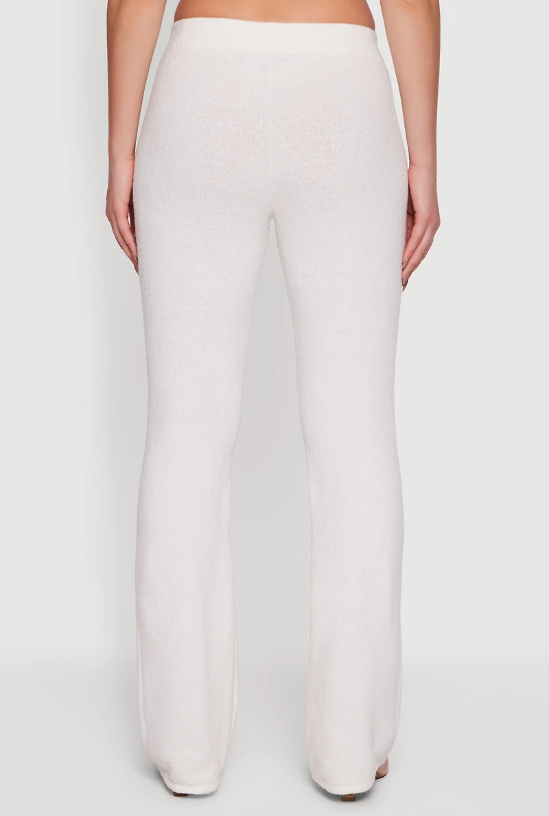 Womens Almost Famous Brushed Knit Pull On Flare Pants, White, Size S