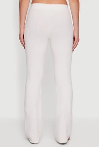 Womens Almost Famous Brushed Knit Pull On Flare Pants, White, Size S
