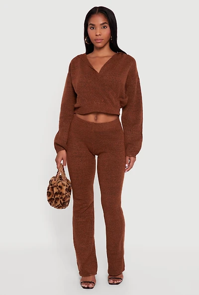Almost Famous Brushed Knit Pull On Flare Pants