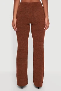 Womens Almost Famous Brushed Knit Pull On Flare Pants, Brown,