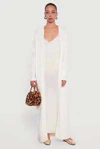 Hooded Cable Knit Duster