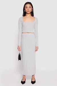 Womens Almost Famous Brushed Knit Maxi Skirt, Grey, Size M