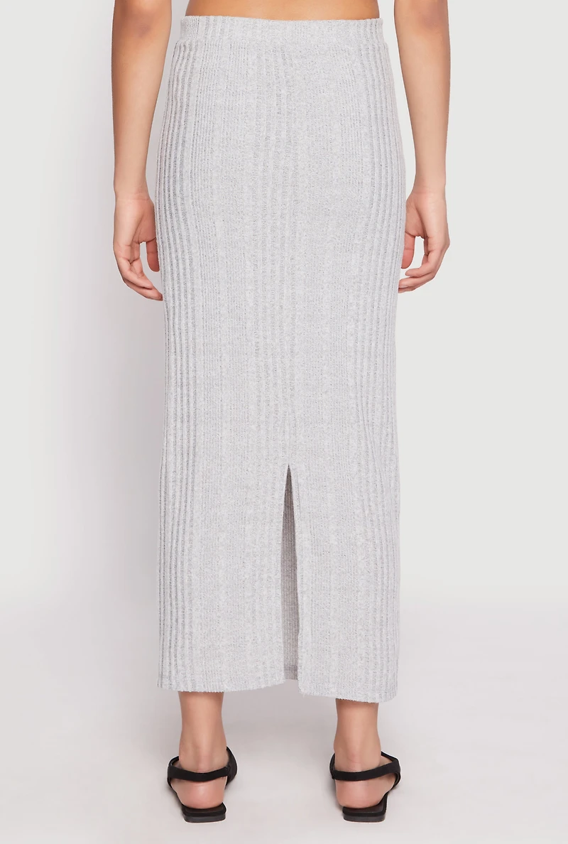 Womens Almost Famous Brushed Knit Maxi Skirt, Grey, Size M