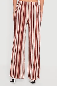 Striped High Waisted Wide Leg Plisse Pants