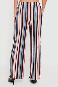 Striped High Waisted Wide Leg Plisse Pants