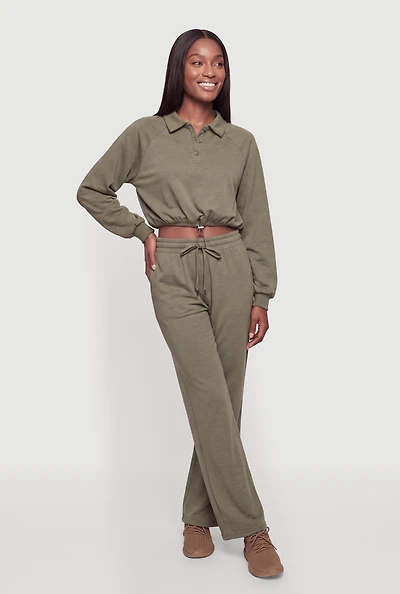 Drawstring High Waisted Pull On Sweatpants