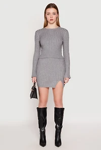 Almost Famous Ribbed Knit Side Slit Skirt