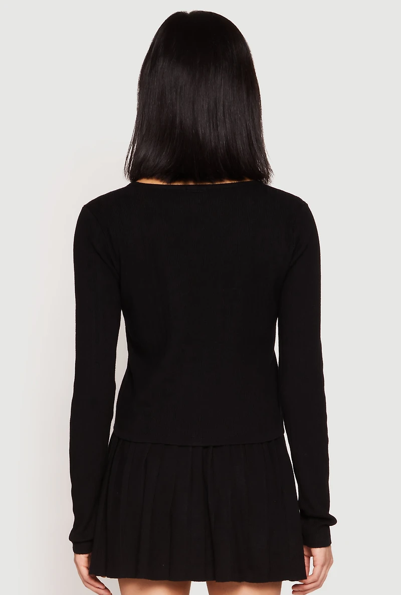 Ribbed Knit Long Sleeve Cardigan