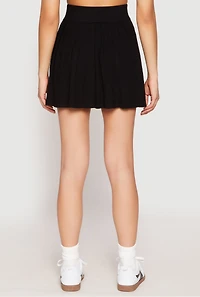 Womens High Waist Pleated Skirt, Black, Size S