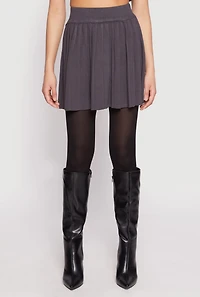 Womens High Waist Pleated Skirt, Grey,