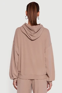 Soft Rib Knit Kangaroo Pocket Pullover Hoodie