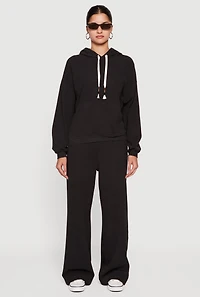 Soft Rib Knit Pull On Wide Leg Sweatpants