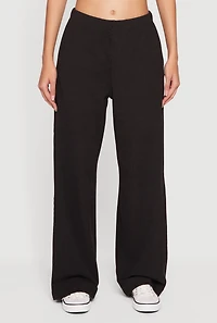 Soft Rib Knit Pull On Wide Leg Sweatpants