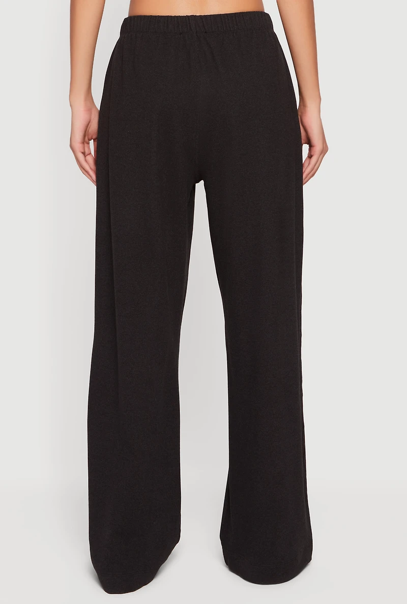 Soft Rib Knit Pull On Wide Leg Sweatpants