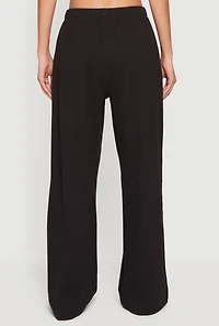 Soft Rib Knit Pull On Wide Leg Sweatpants