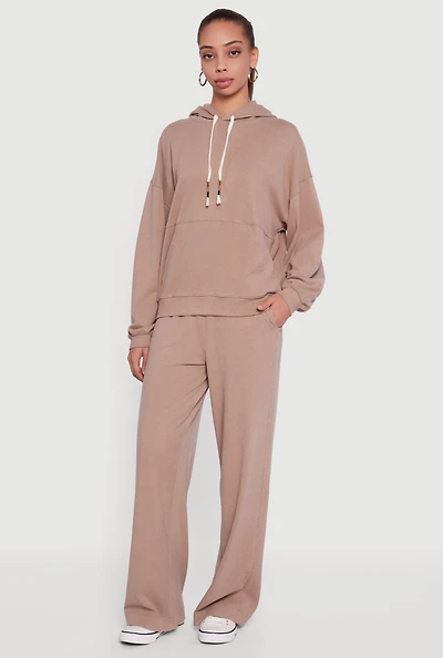 Soft Rib Knit Pull On Wide Leg Sweatpants