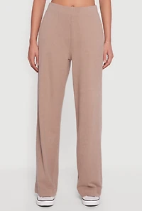 Soft Rib Knit Pull On Wide Leg Sweatpants