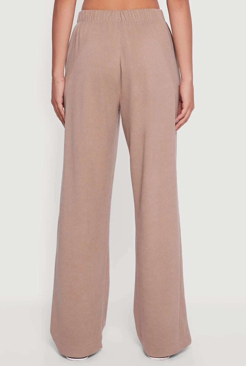 Soft Rib Knit Pull On Wide Leg Sweatpants