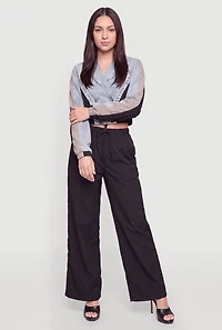 Double Breasted Mixed Media Cropped Jacket