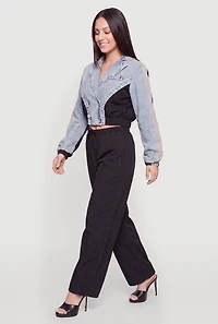 Drawstring Waisted Wide-Leg Nylon Pants