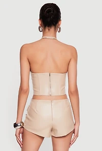 Studded Faux Leather Corset Top
