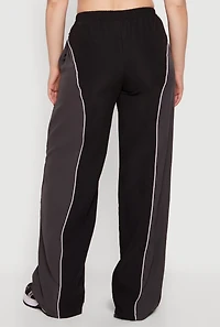 High Waisted Color Blocked Pants with Contrast Piping