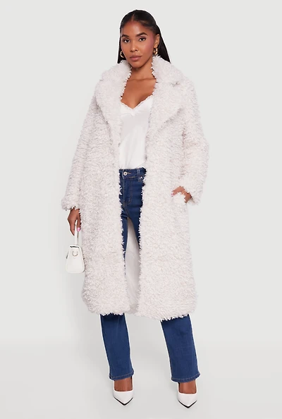 Collared Teddy Coat with Pockets