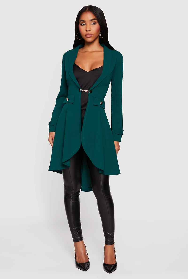 High Low Blazer with Chain Closure