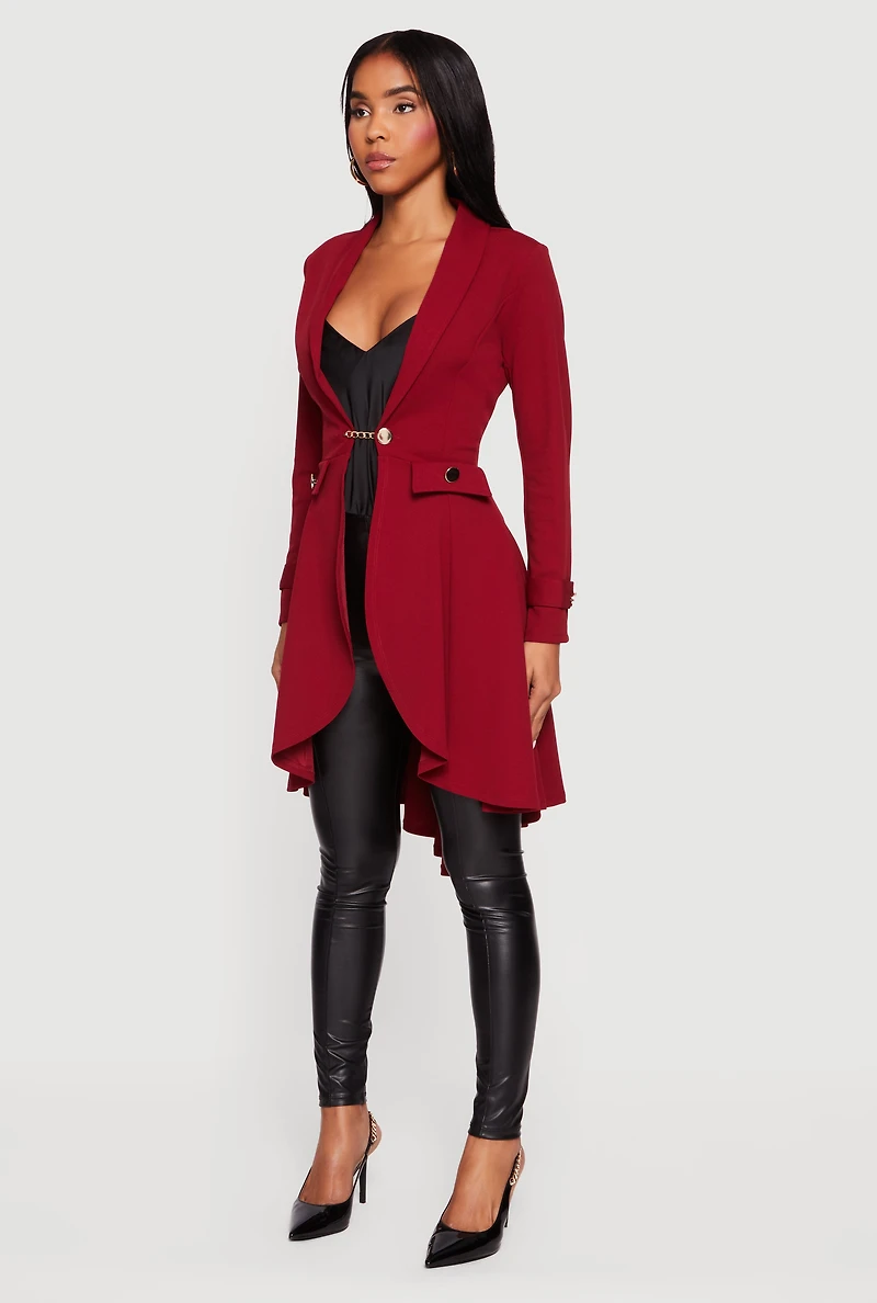 High Low Blazer with Chain Closure