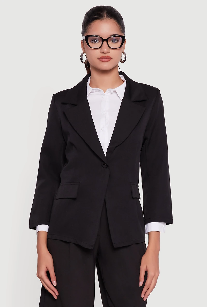 Long Sleeve One Button Blazer