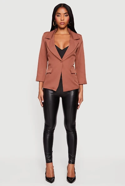 Womens Long Sleeve One Button Blazer,