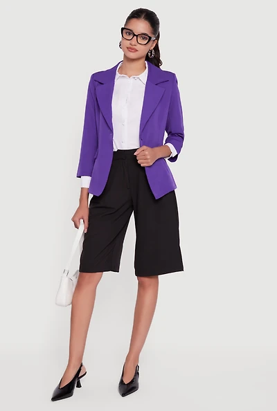 Womens Long Sleeve One Button Blazer,