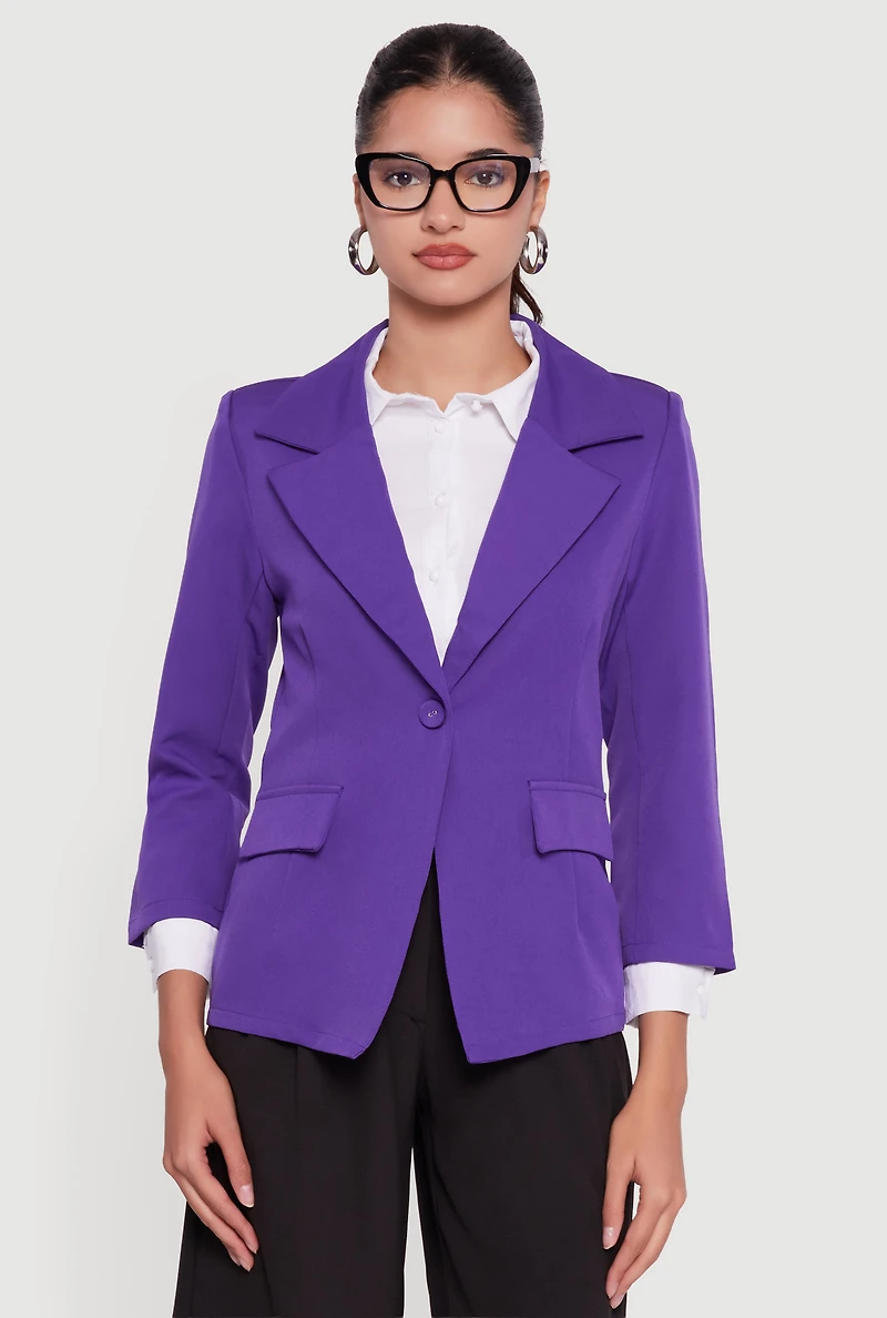 Womens Long Sleeve One Button Blazer,