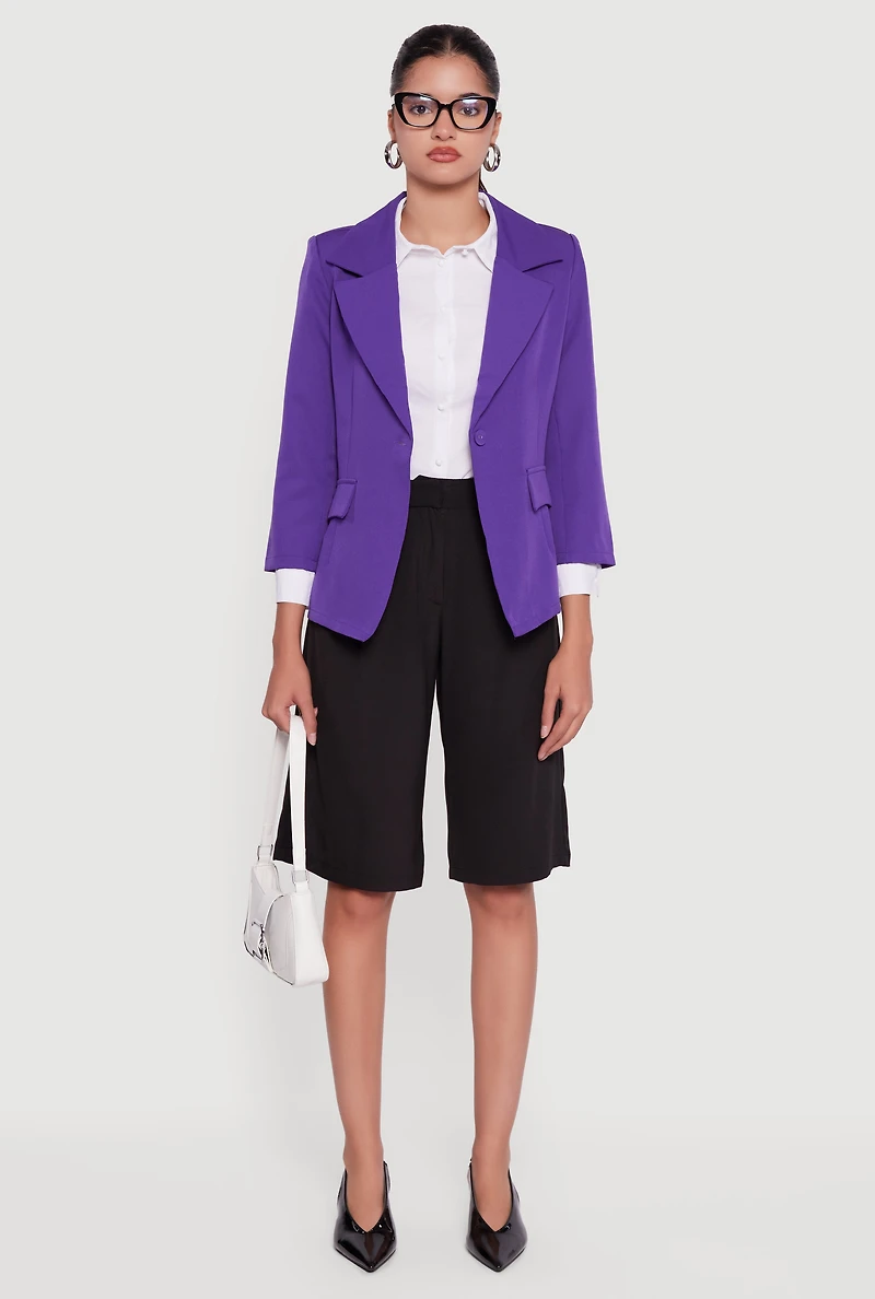 Womens Long Sleeve One Button Blazer,