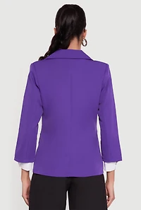 Womens Long Sleeve One Button Blazer, Purple, Size M