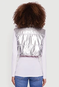 Foiled Metallic Cropped Puffer Vest
